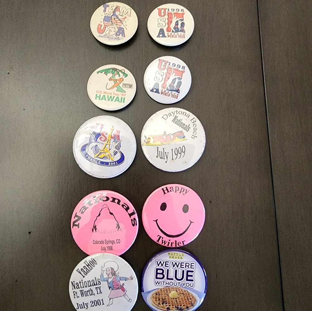 10 Assorted Vintage Buttons USA Tours Nationals